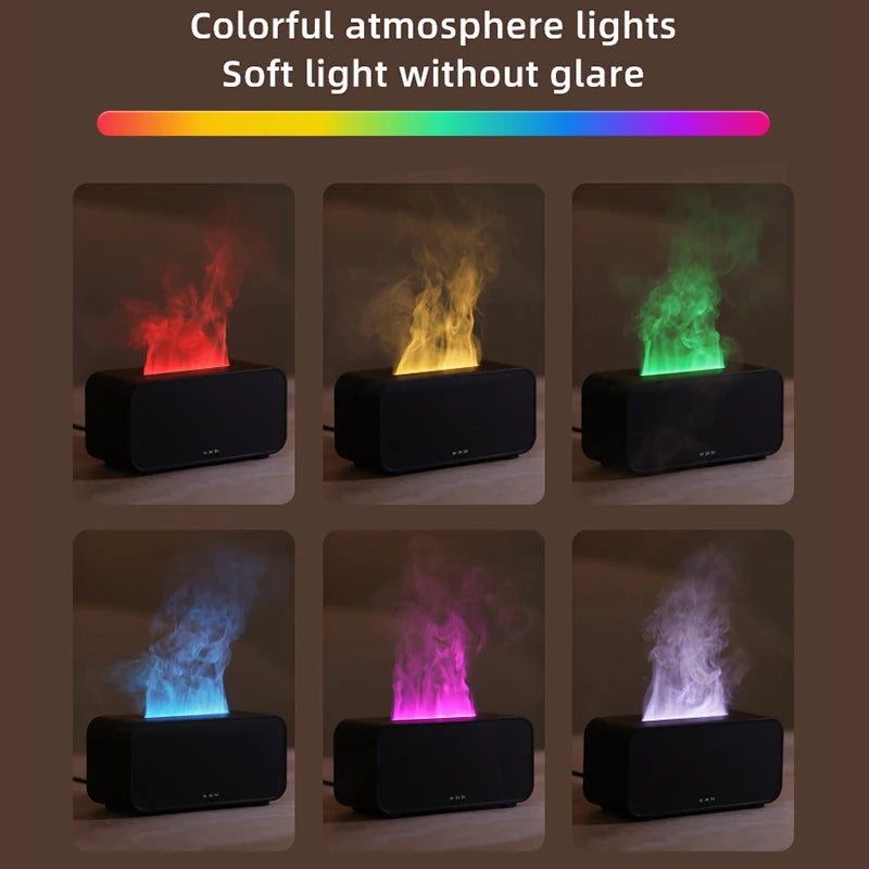 Mini Flame Aroma Diffuser – LED Humidifier with Timer & Colorful Lights