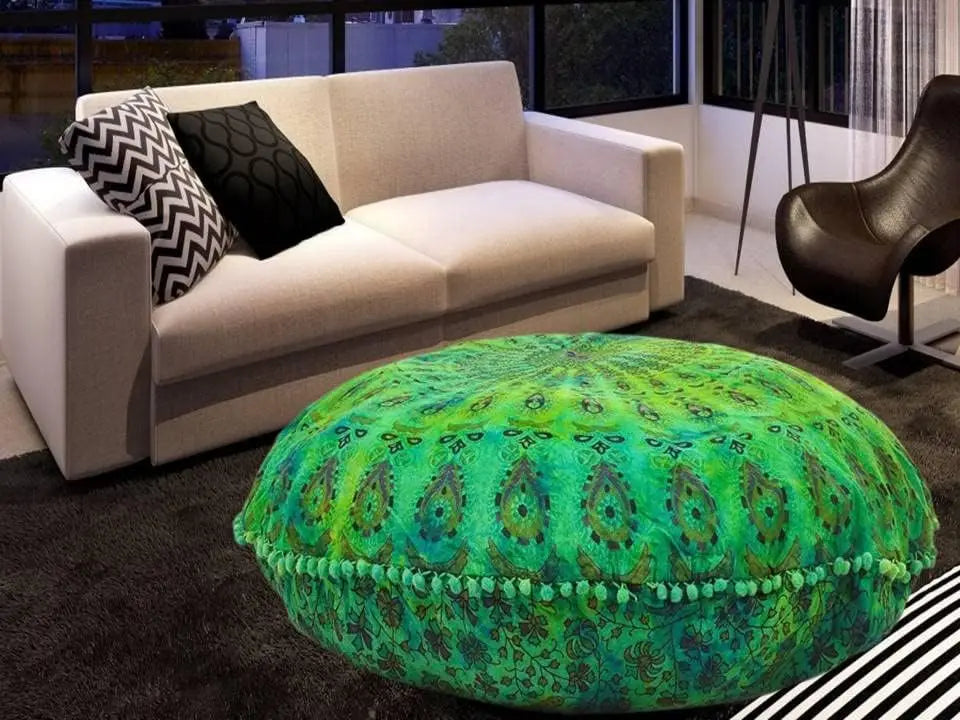 Green Tie Dye Boho Floor Pillow