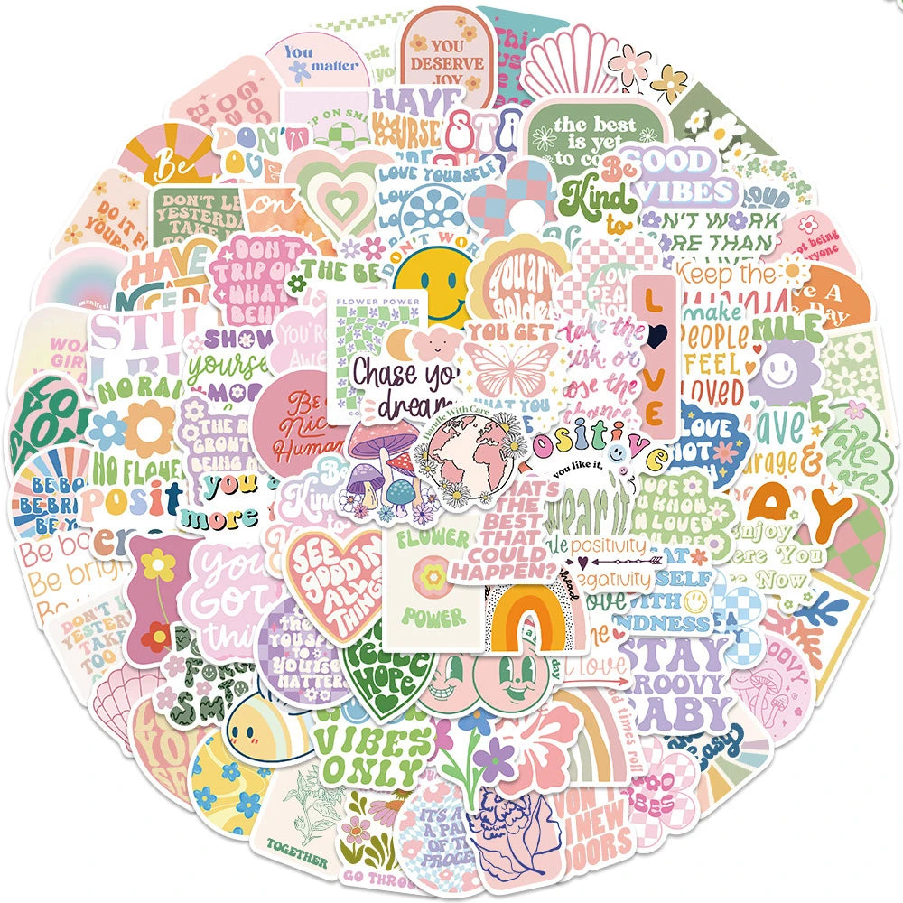 10–100pcs Pink Girl Power Stickers – Cute Inspirational Cartoon Decals