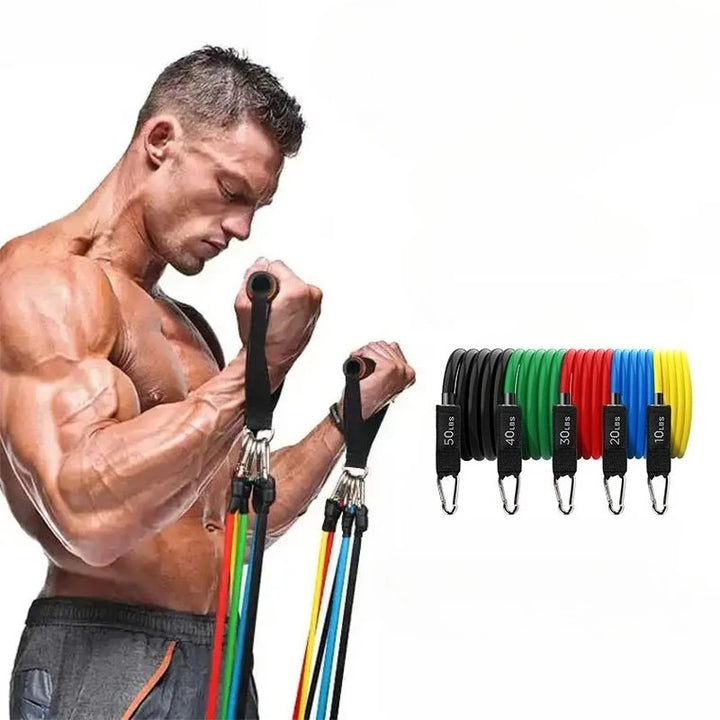 11-Piece Latex Resistance Band Set – Fitness Ropes for Yoga, Pilates & CrossFit