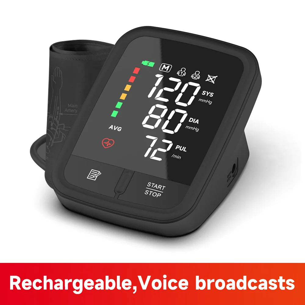 Portable Digital Upper Arm Blood Pressure Monitor Measurement Tool Rechargeable