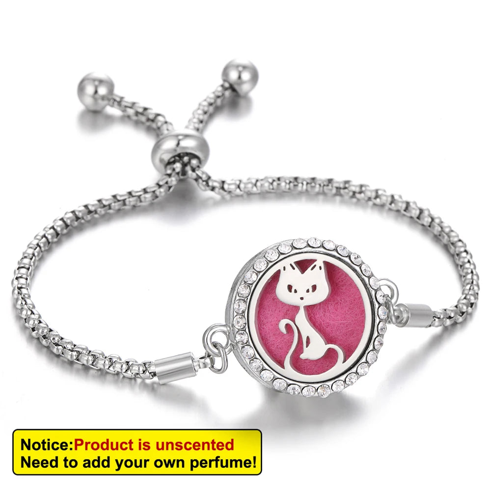 Aromatherapy Bracelet Diffuser Jewelry - Stainless Steel Locket Pendant