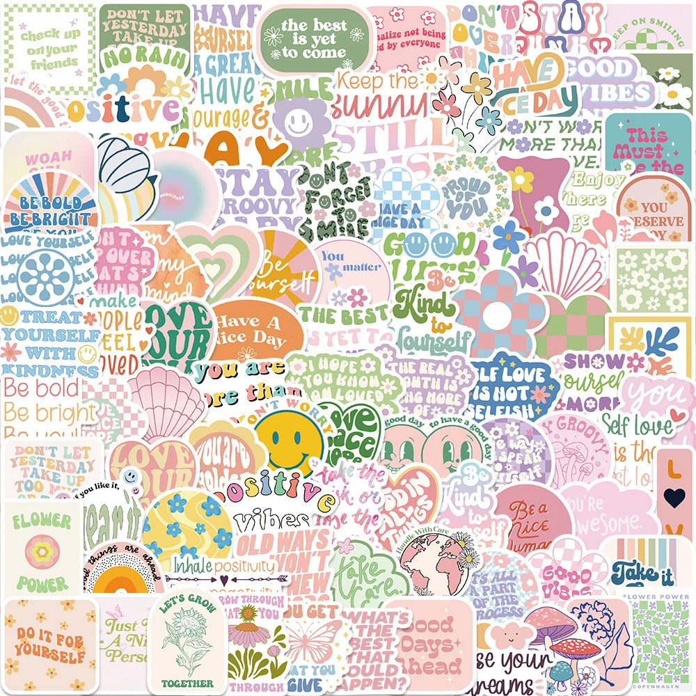 10–100pcs Pink Girl Power Stickers – Cute Inspirational Cartoon Decals