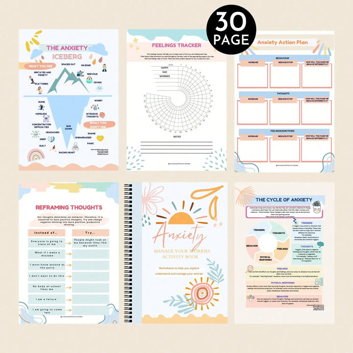 Anxiety Relief Workbook – CBT Therapy Journal & Mental Health Diary