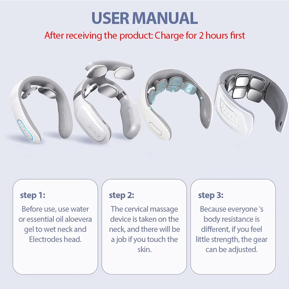 Portable Smart Neck Massager – USB Rechargeable Deep Tissue Cervical Relief Device
