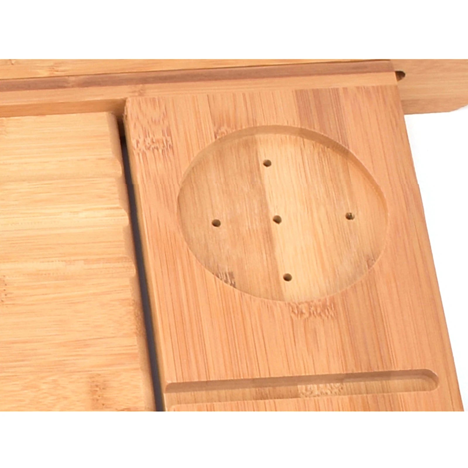Retractable Design Bamboo Bathtub Tray, Log Color Bamboo and Waterproof Tray, Expandable Strong Load-Bearing Bathroom Tray