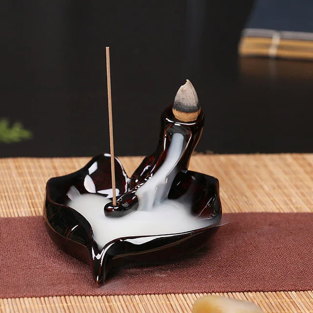 Ceramic Backflow Incense Burner – Zen Home & Yoga Decor (No Incense Included)