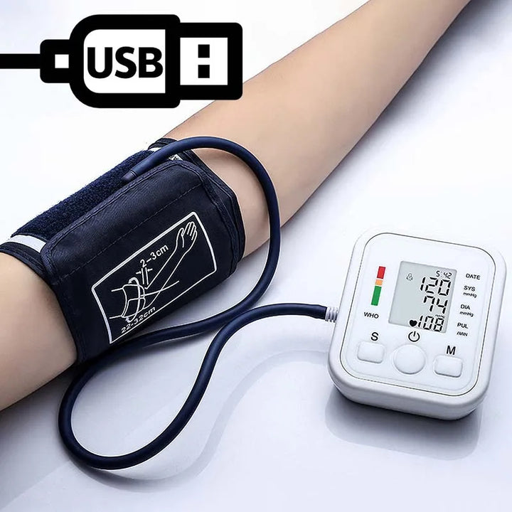 Digital Upper Arm Blood Pressure Monitor – Portable Automatic Tonometer