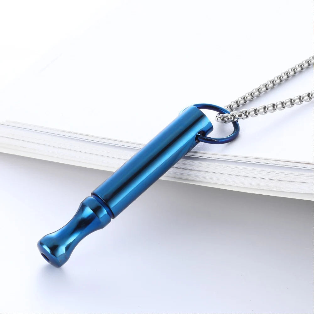 Breathwork Meditation Necklace Anti-Smoking Stainless Steel Whistle