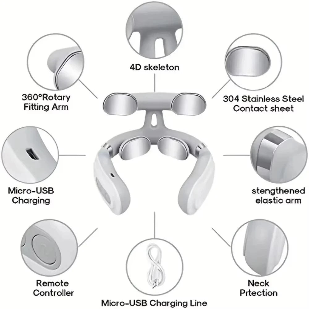 Portable Smart Neck Massager – USB Rechargeable Deep Tissue Cervical Relief Device