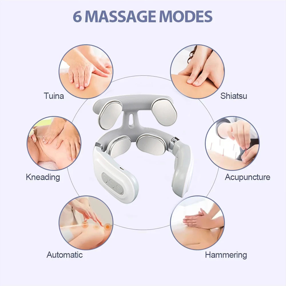 Portable Smart Neck Massager – USB Rechargeable Deep Tissue Cervical Relief Device