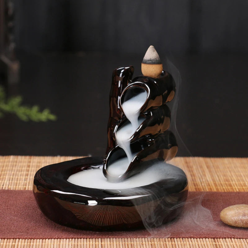 Ceramic Backflow Incense Burner – Zen Home & Yoga Decor (No Incense Included)