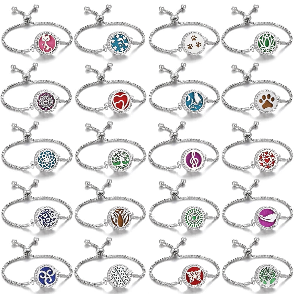 Aromatherapy Bracelet Diffuser Jewelry - Stainless Steel Locket Pendant