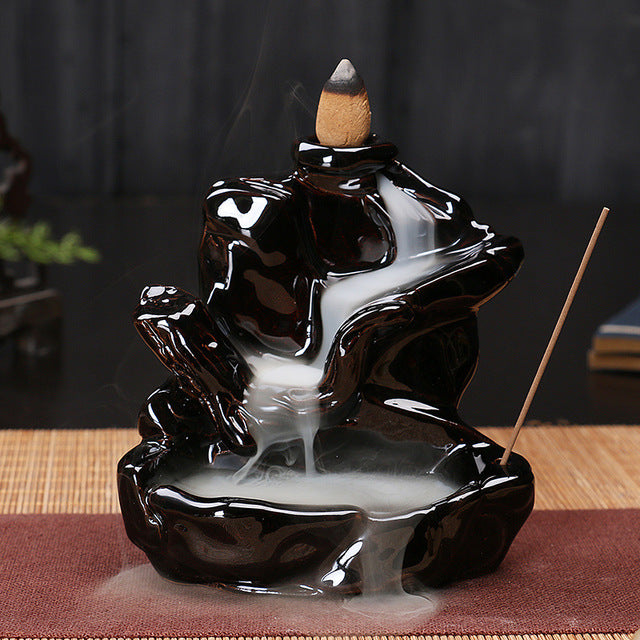 Ceramic Backflow Incense Burner – Zen Home & Yoga Decor (No Incense Included)