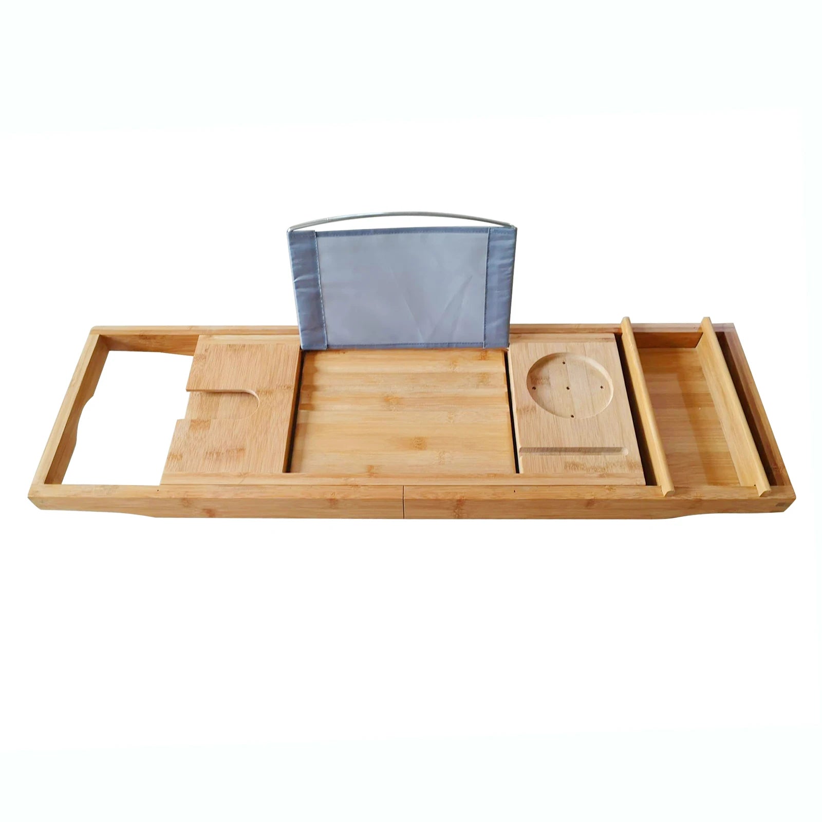 Retractable Design Bamboo Bathtub Tray, Log Color Bamboo and Waterproof Tray, Expandable Strong Load-Bearing Bathroom Tray