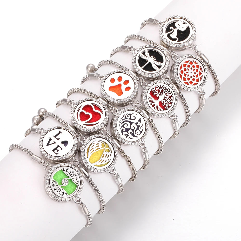 Aromatherapy Bracelet Diffuser Jewelry - Stainless Steel Locket Pendant