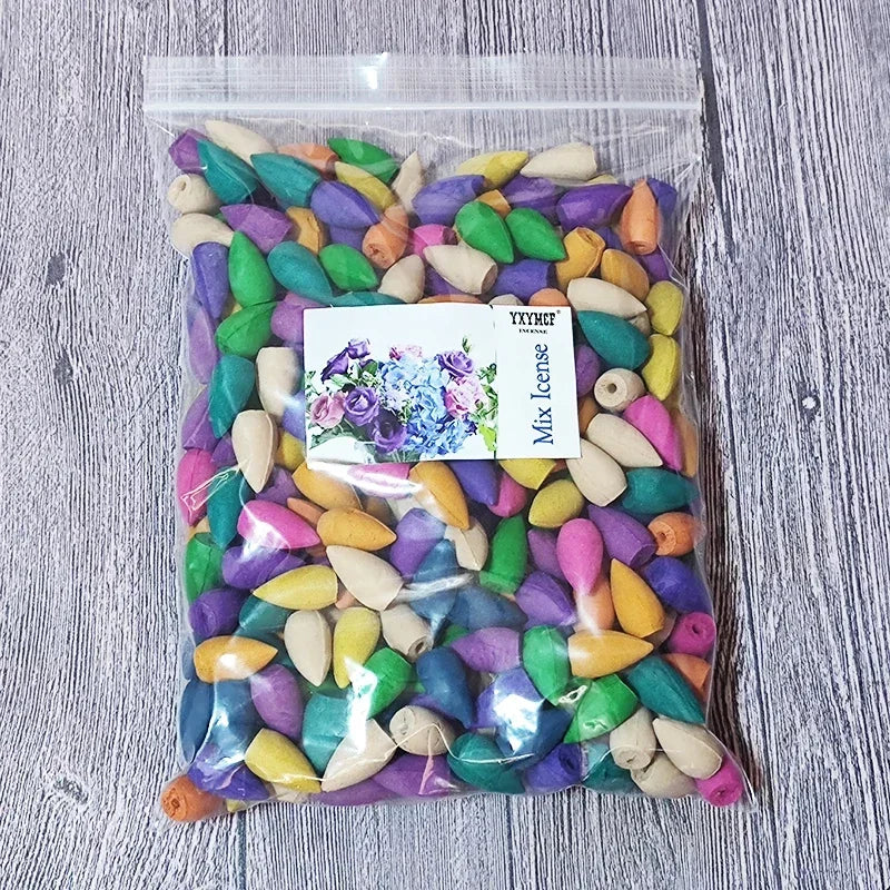 Backflow Incense Cones – Mixed Natural Scents for Waterfall Burners - 100g about 56pcs