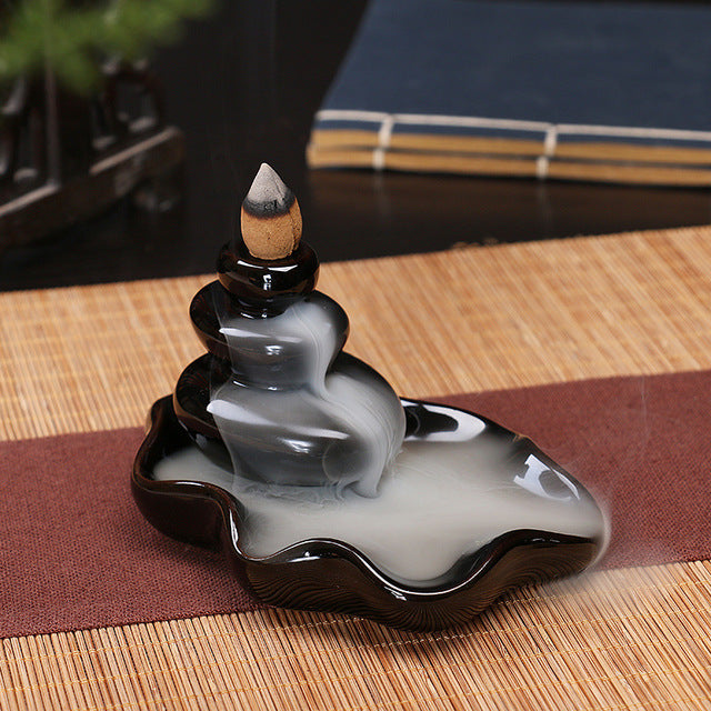 Ceramic Backflow Incense Burner – Zen Home & Yoga Decor (No Incense Included)