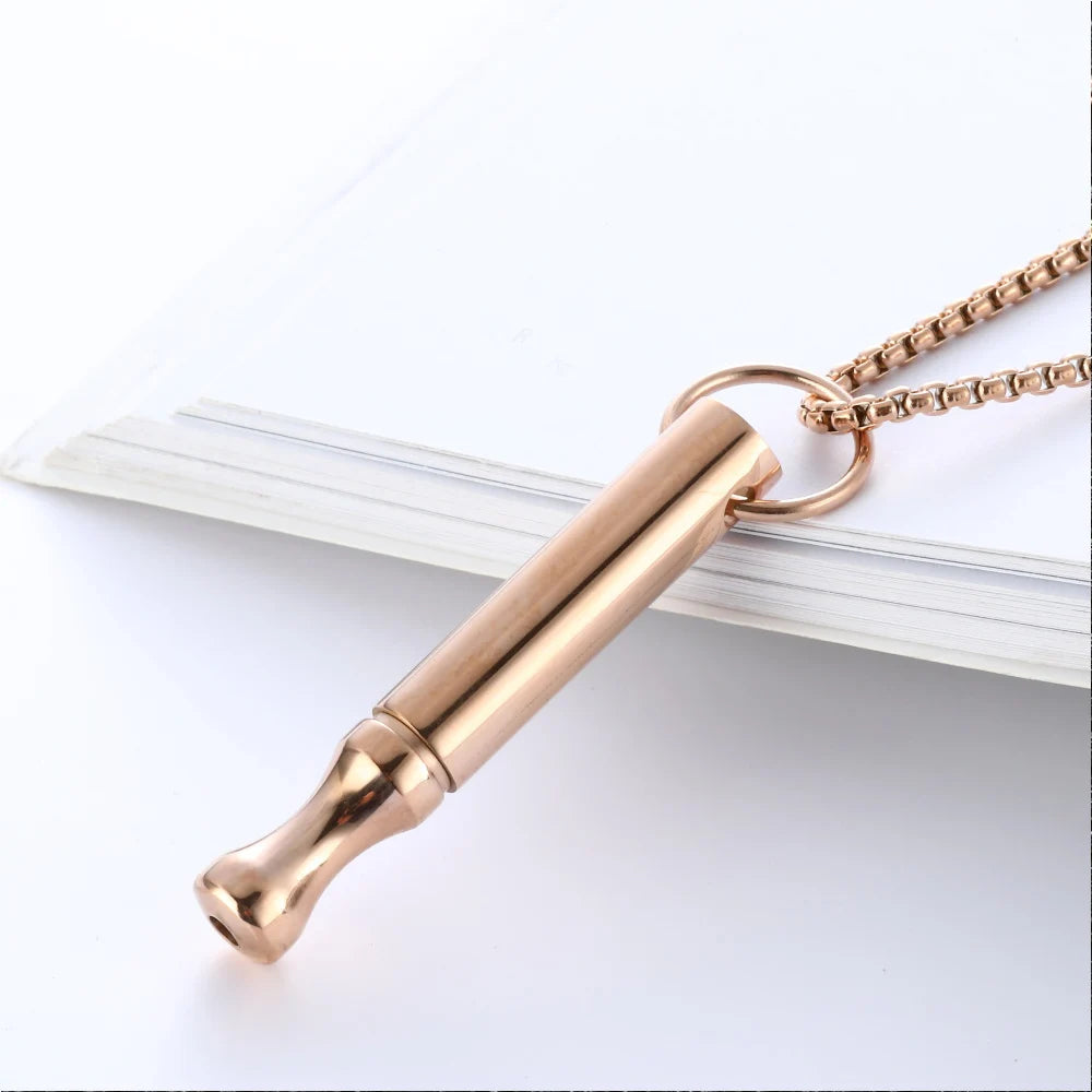 Breathwork Meditation Necklace Anti-Smoking Stainless Steel Whistle