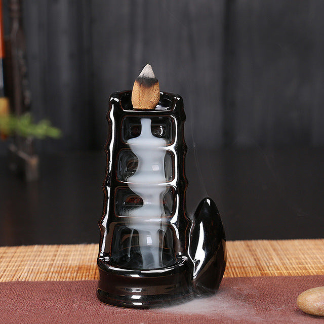 Ceramic Backflow Incense Burner – Zen Home & Yoga Decor (No Incense Included)