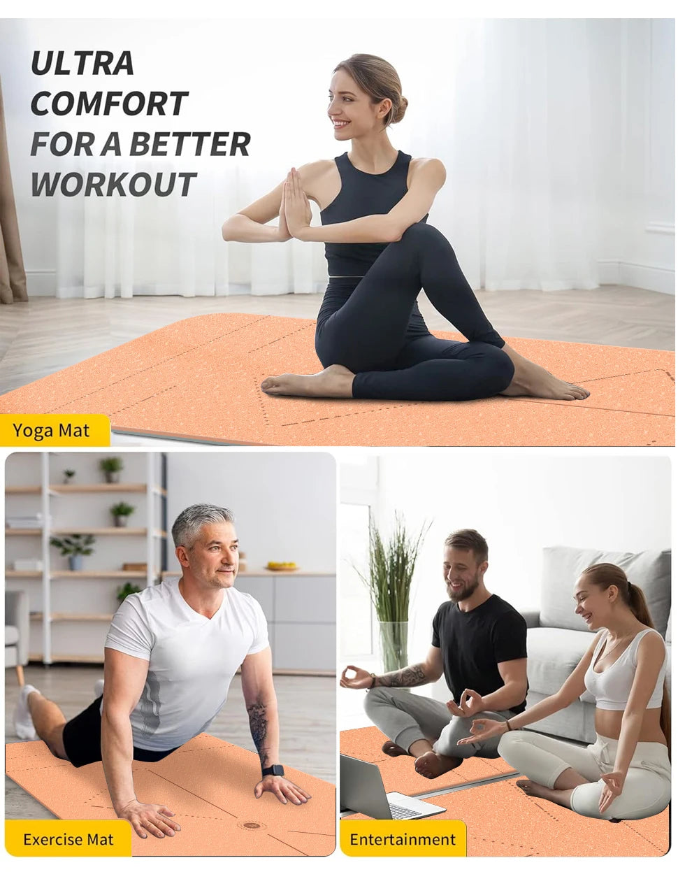 WESTTUNE Non-Slip Yoga Mat with Strap & Bag