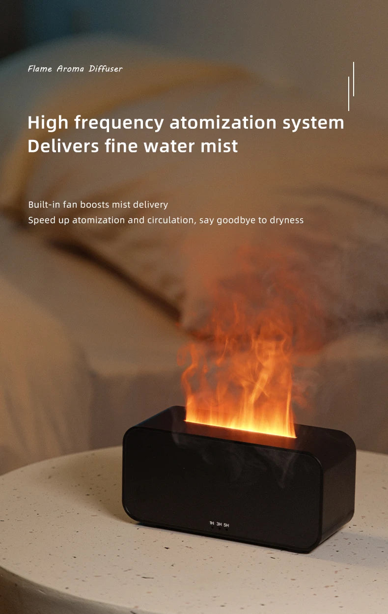 Mini Flame Aroma Diffuser – LED Humidifier with Timer & Colorful Lights