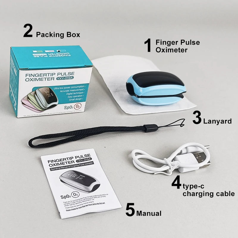 Rechargeable Finger Pulse Oximeter – Digital SpO2 & Heart Rate Monitor
