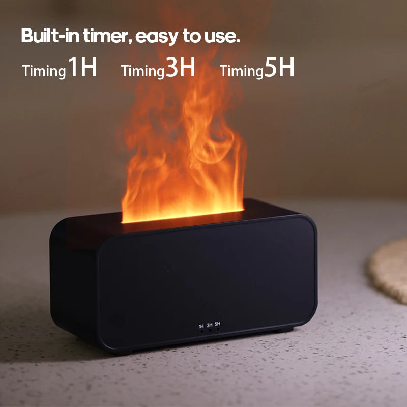 Mini Flame Aroma Diffuser – LED Humidifier with Timer & Colorful Lights