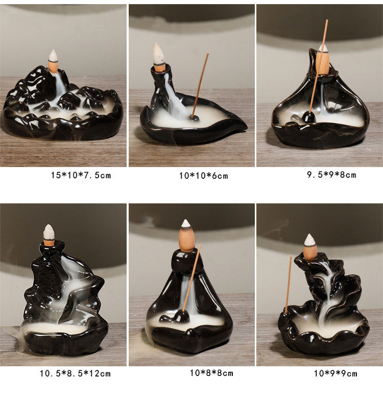 Ceramic Backflow Incense Burner – Zen Home & Yoga Decor (No Incense Included)