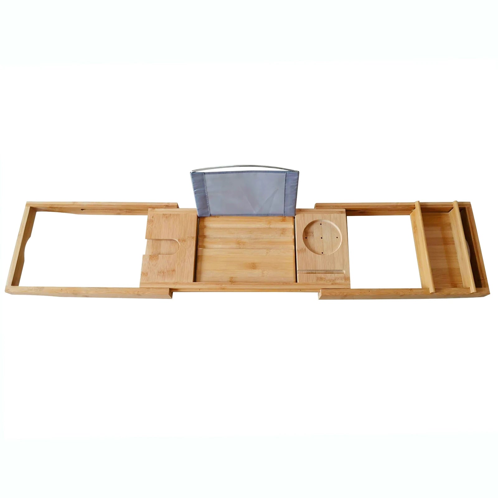 Retractable Design Bamboo Bathtub Tray, Log Color Bamboo and Waterproof Tray, Expandable Strong Load-Bearing Bathroom Tray