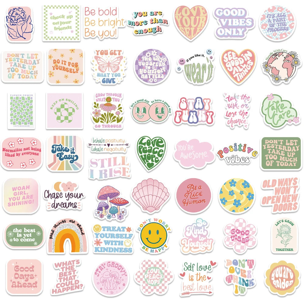 10–100pcs Pink Girl Power Stickers – Cute Inspirational Cartoon Decals
